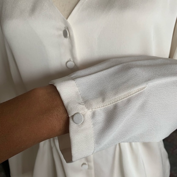 Silk Crepe Peplum Button Blouse, White, J. Crew, 6 - Picture 8 of 9
